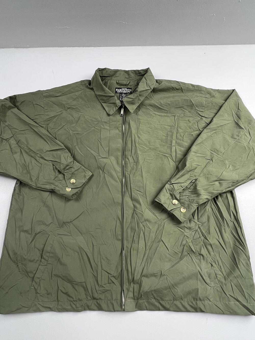 Haband Jacket Mens 3XL Green Microfiber Windbreaker Full Zip Lined Lightweight